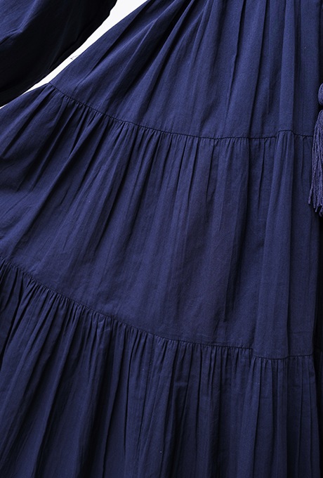 Cotton Gather Tiered Wrap Middle Dress