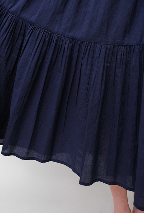 Cotton Gather Tiered Wrap Middle Dress
