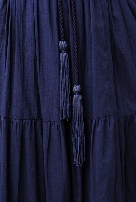 Cotton Gather Tiered Wrap Middle Dress