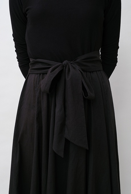 Cut & Sewn Cotton stripe Seersucker Middle Gather Dress