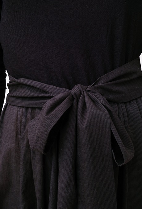 Cut & Sewn Cotton stripe Seersucker Middle Gather Dress