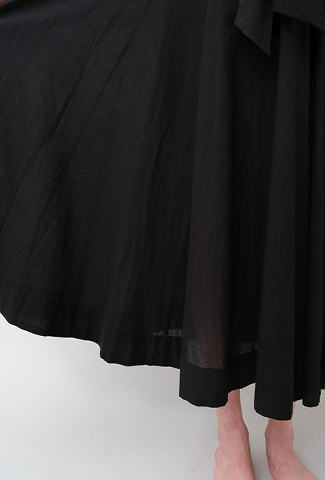 Cut & Sewn Cotton stripe Seersucker Middle Gather Dress