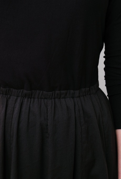 Cut & Sewn Cotton stripe Seersucker Middle Gather Dress