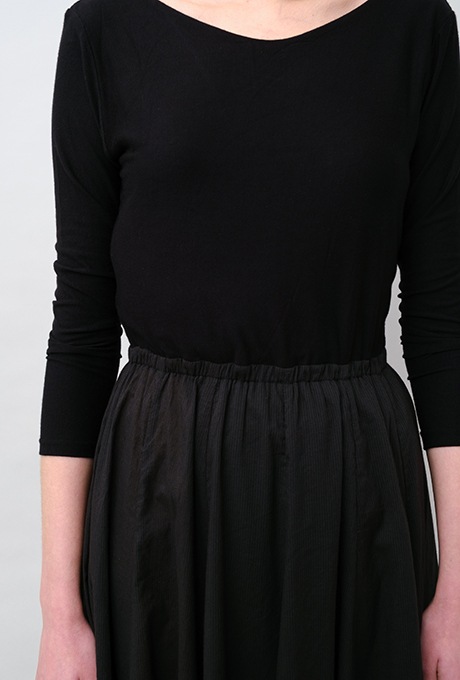 Cut & Sewn Cotton stripe Seersucker Middle Gather Dress