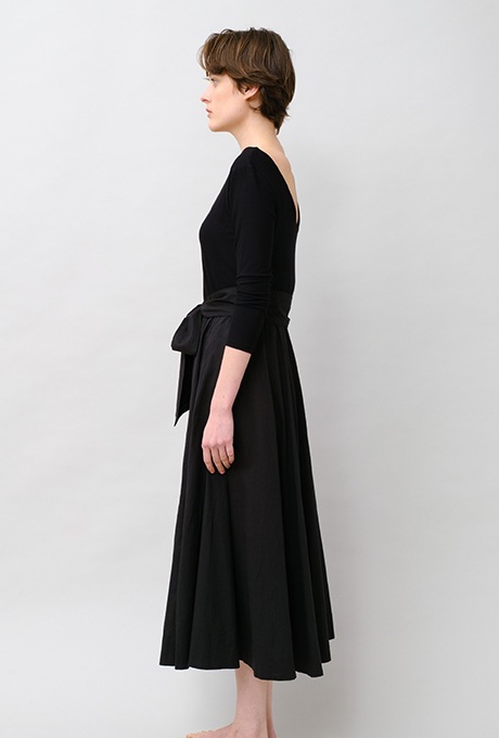Cut & Sewn Cotton stripe Seersucker Middle Gather Dress