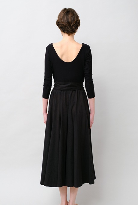 Cut & Sewn Cotton stripe Seersucker Middle Gather Dress