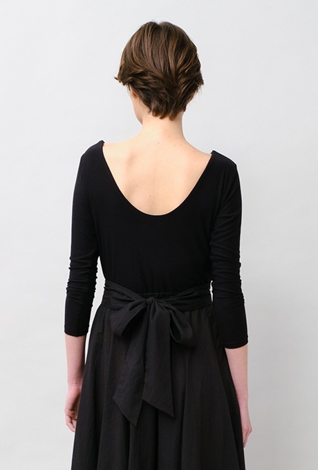 Cut & Sewn Cotton stripe Seersucker Middle Gather Dress