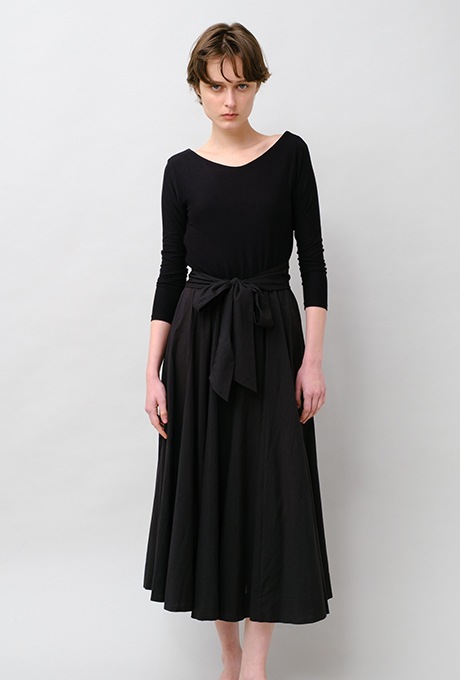Cut & Sewn Cotton stripe Seersucker Middle Gather Dress