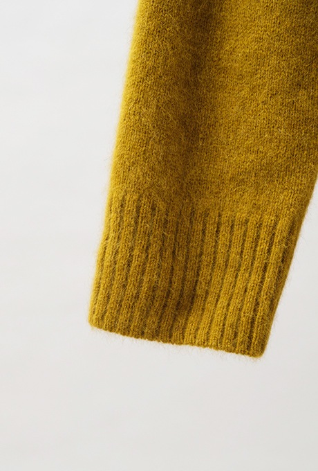 Wool Long Knit Gown Velvet Button