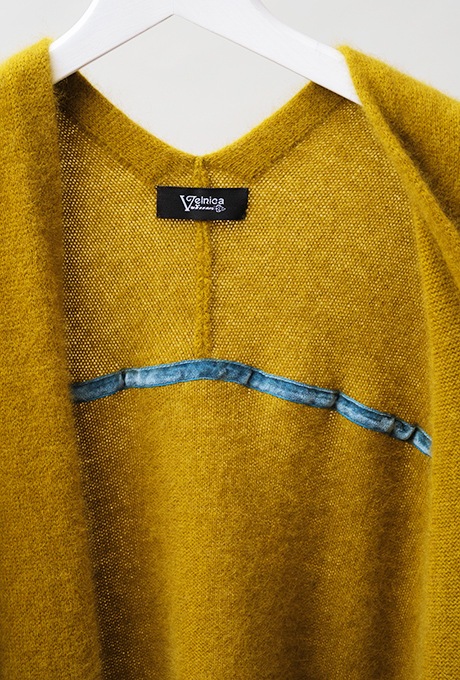 Wool Long Knit Gown Velvet Button