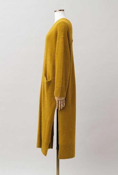 Wool Long Knit Gown Velvet Button