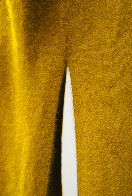 Wool Long Knit Gown Velvet Button