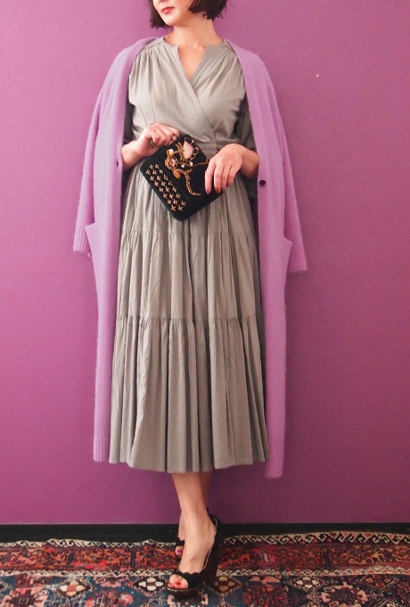 Wool Long Knit Gown Velvet Button | All Items | Velnica Online Store
