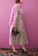 Wool Long Knit Gown Velvet Button Rose Pink