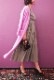 Wool Long Knit Gown Velvet Button Rose Pink