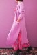 Wool Long Knit Gown Velvet Button Rose Pink