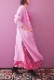 Wool Long Knit Gown Velvet Button Rose Pink