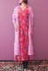 Wool Long Knit Gown Velvet Button Rose Pink