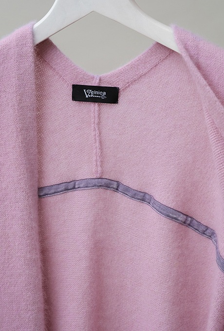 Wool Long Knit Gown Velvet Button