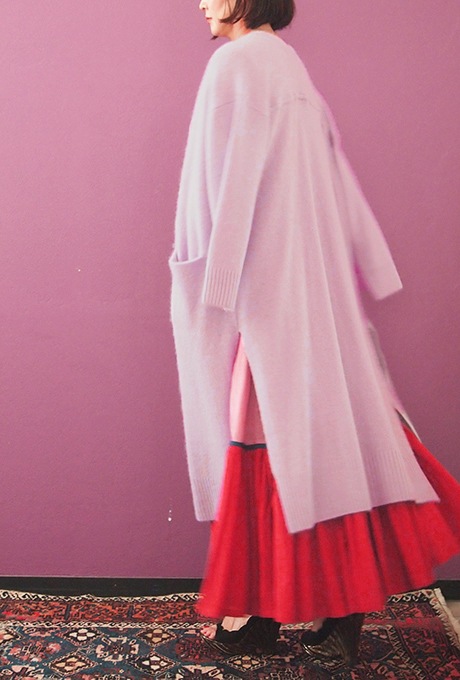 Wool Long Knit Gown Velvet Button