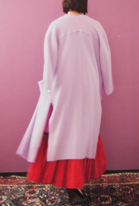 Wool Long Knit Gown Velvet Button