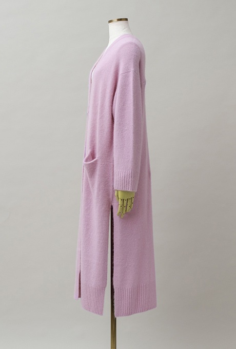 Wool Long Knit Gown Velvet Button