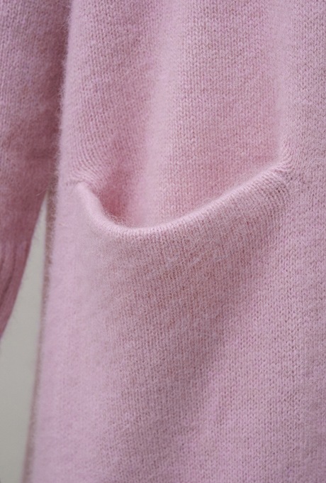 Wool Long Knit Gown Velvet Button