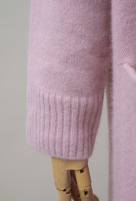 Wool Long Knit Gown Velvet Button