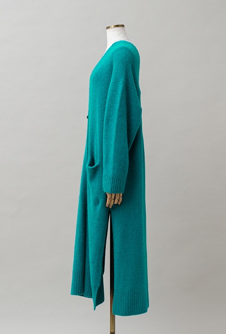 Wool Long Knit Gown Velvet Button