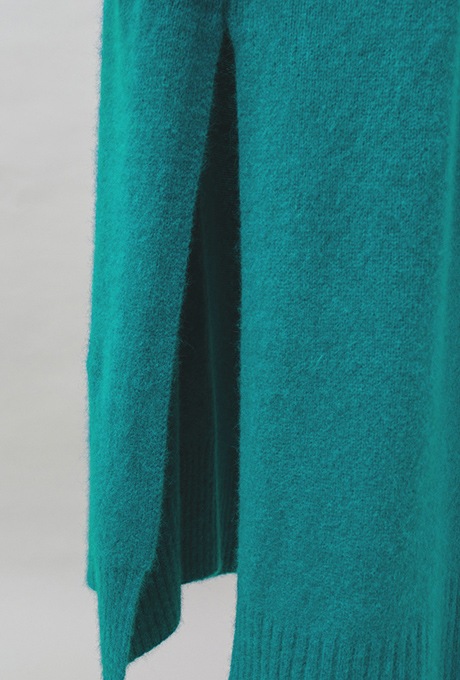 Wool Long Knit Gown Velvet Button