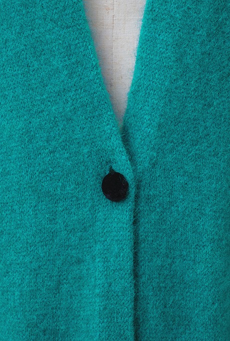 Wool Long Knit Gown Velvet Button