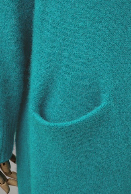 Wool Long Knit Gown Velvet Button