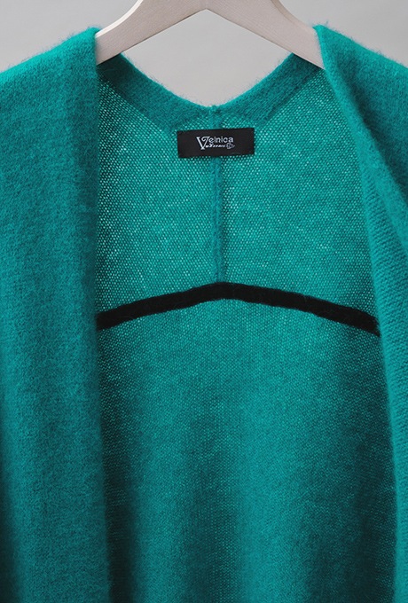 Wool Long Knit Gown Velvet Button