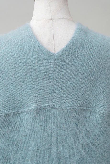 Wool Long Knit Gown Velvet Button Mint
