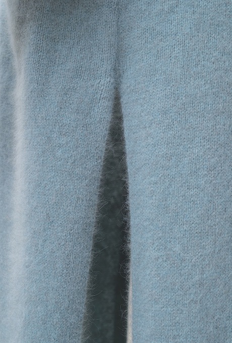 Wool Long Knit Gown Velvet Button Mint