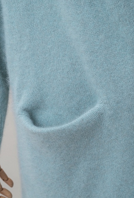 Wool Long Knit Gown Velvet Button Mint