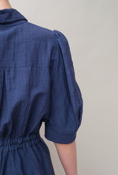 Cotton Slub Khadi Puff Sleeve Tailor Salopette 