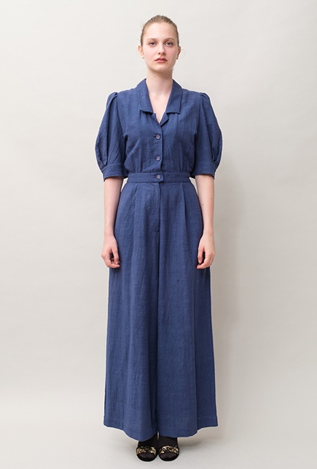 Cotton Slub Khadi Puff Sleeve Tailor Salopette 