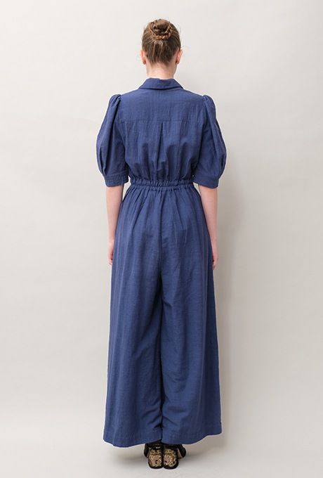 Cotton Slub Khadi Puff Sleeve Tailor Salopette 