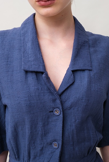 Cotton Slub Khadi Puff Sleeve Tailor Salopette 