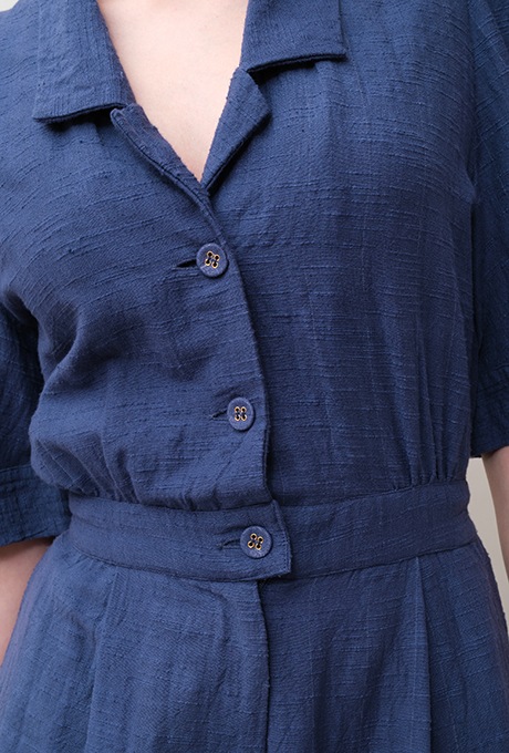 Cotton Slub Khadi Puff Sleeve Tailor Salopette 