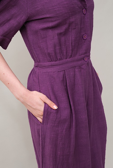 Cotton Slub Khadi Puff Sleeve Tailor Salopette 