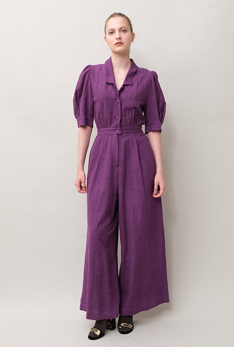 Cotton Slub Khadi Puff Sleeve Tailor Salopette 