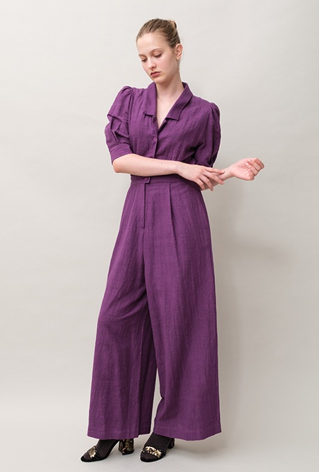 Cotton Slub Khadi Puff Sleeve Tailor Salopette 