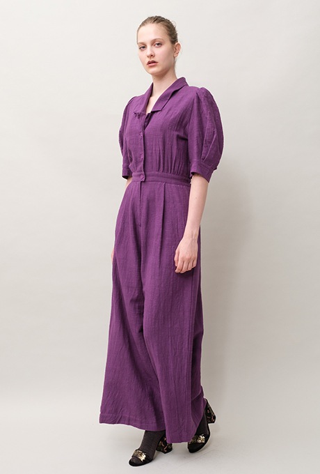 Cotton Slub Khadi Puff Sleeve Tailor Salopette 