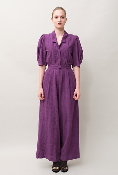 Cotton Slub Khadi Puff Sleeve Tailor Salopette 