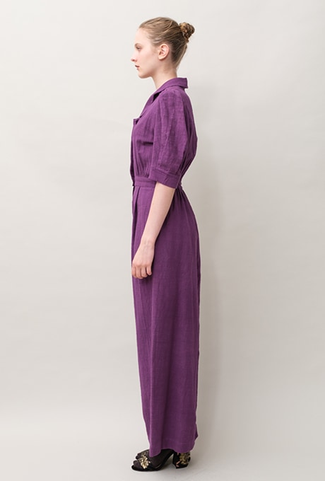 Cotton Slub Khadi Puff Sleeve Tailor Salopette 