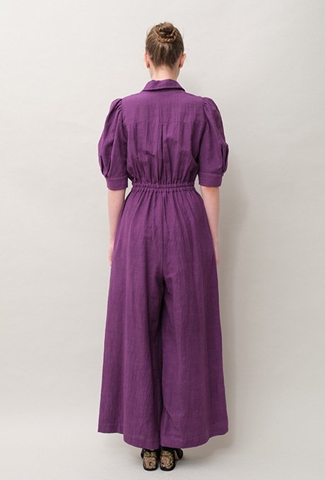 Cotton Slub Khadi Puff Sleeve Tailor Salopette 