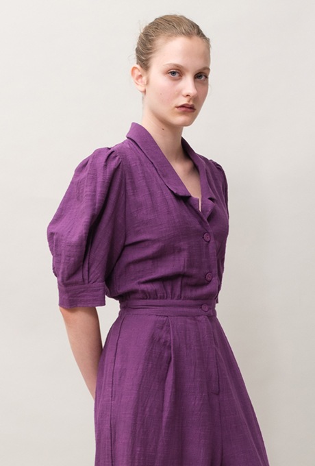 Cotton Slub Khadi Puff Sleeve Tailor Salopette 