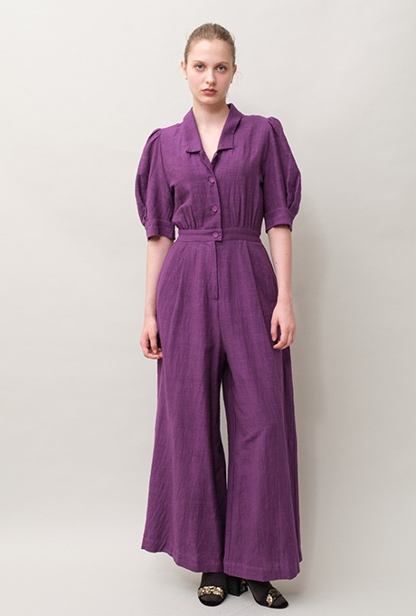 Cotton Slub Khadi Puff Sleeve Tailor Salopette 